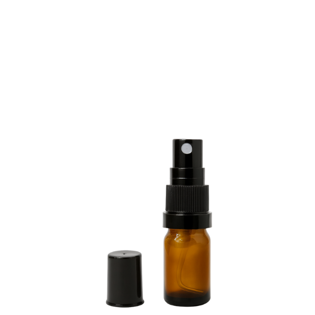 Frasco em vidro âmbar com válvula spray - 5 ml (unidade ou kit)