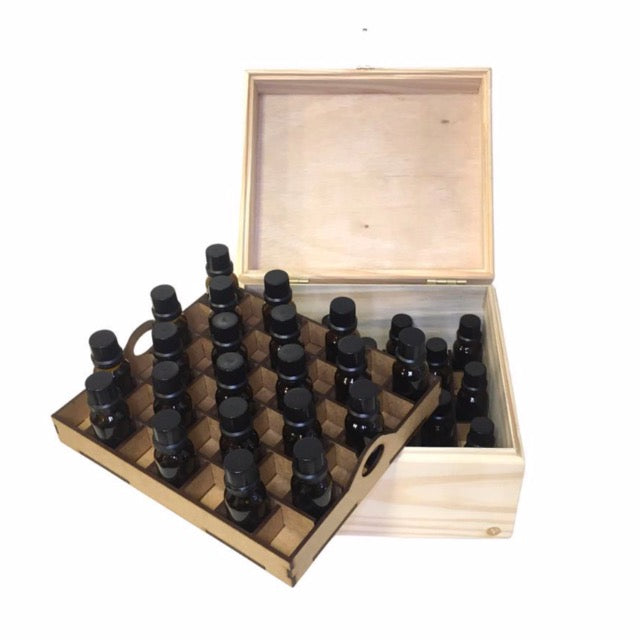 OUTLET - Caixa Mística de madeira com bandeja (para 84 óleos)