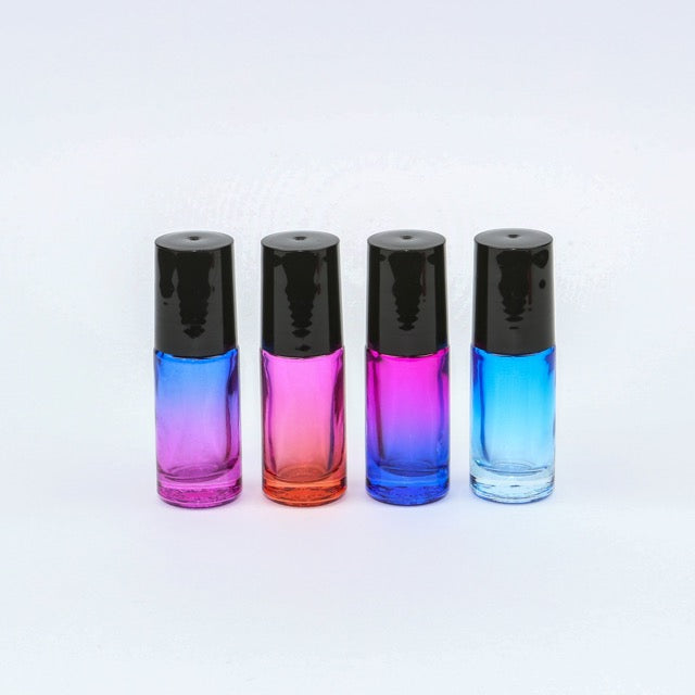 KIT x 10 unidades de Frascos em vidro degrade colorido de 5 mls e roll-on de inox PREMIUM