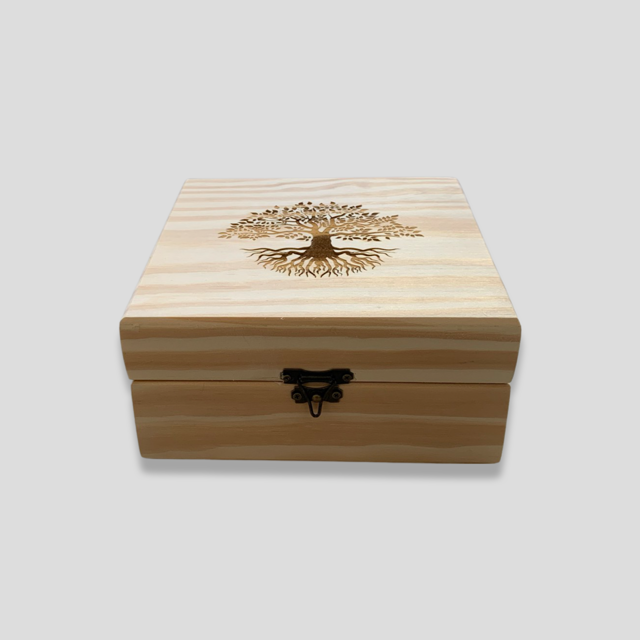 OUTLET - Caixa de madeira - Árvore da Vida - para 25 frascos de 15 ml