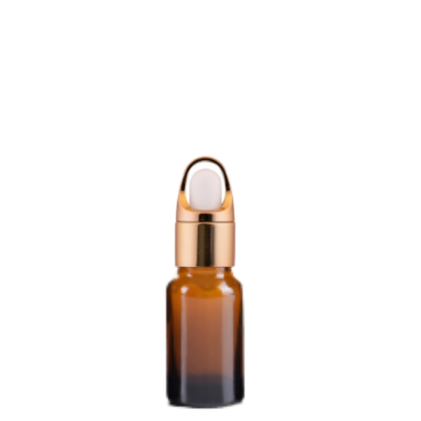 Frasco âmbar conta-gotas cesta dourado bulbo branco - 20 ml (Unidade ou kit)