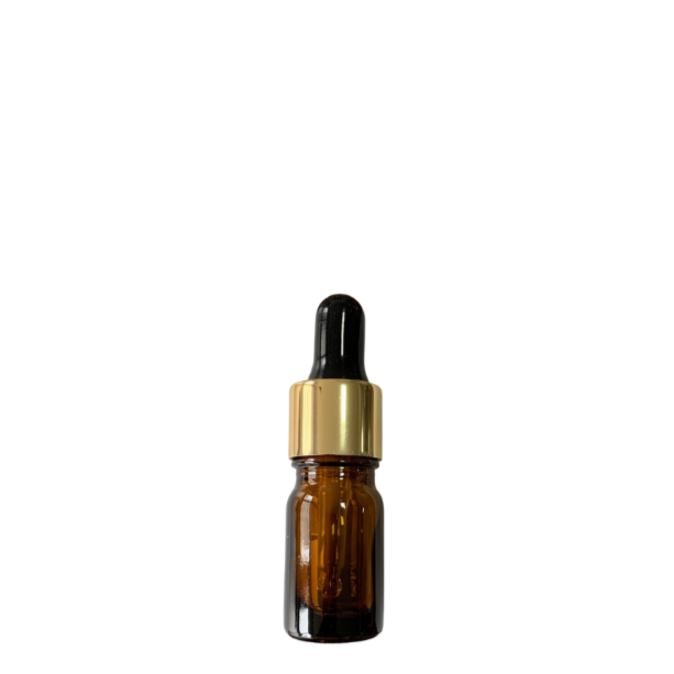 Frasco âmbar com conta-gotas dourado e bulbo preto - 5 ml (unitário ou kit)