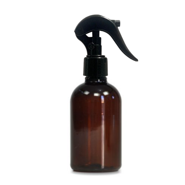Frasco em PET âmbar com válvula Spray mini gatilho - 250 ml
