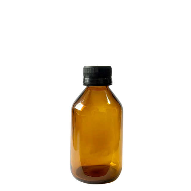 Frasco em vidro âmbar com tampa lacre e batoque - 100 ml