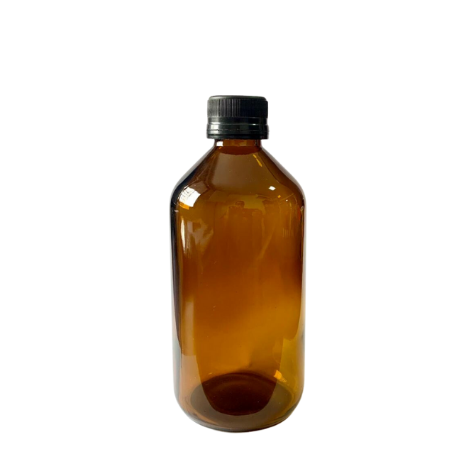 Frasco em vidro âmbar com tampa lacre e batoque - 250 ml