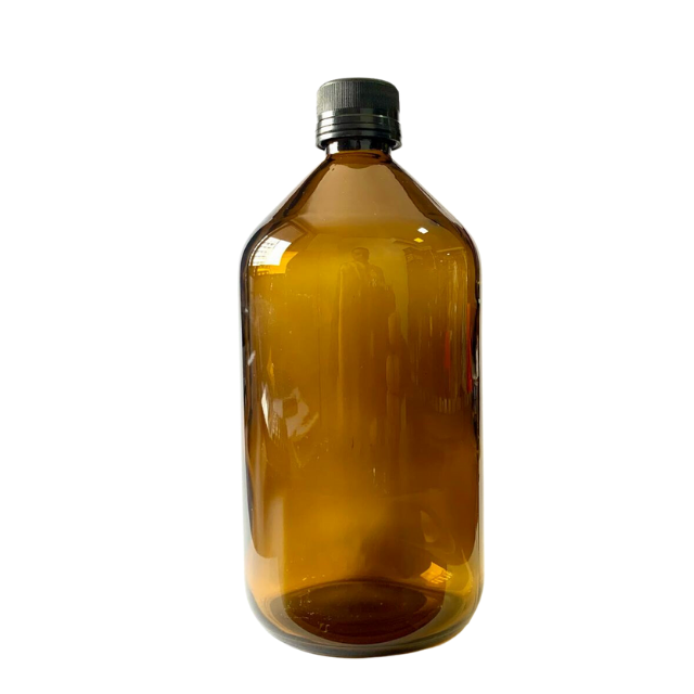 Frasco em vidro âmbar com tampa lacre e batoque - 500 ml