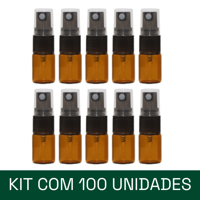 Frasco em vidro âmbar MINI 2 ml spray (kit)