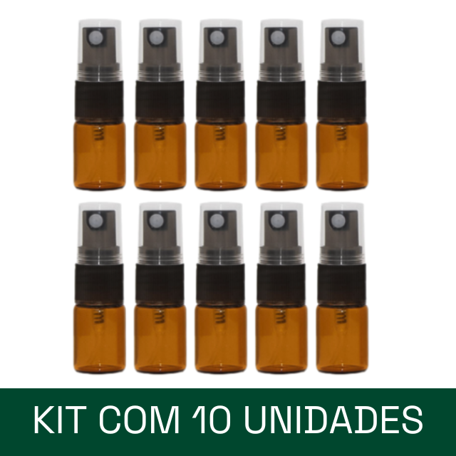 Frasco em vidro âmbar MINI 2 ml spray (kit)