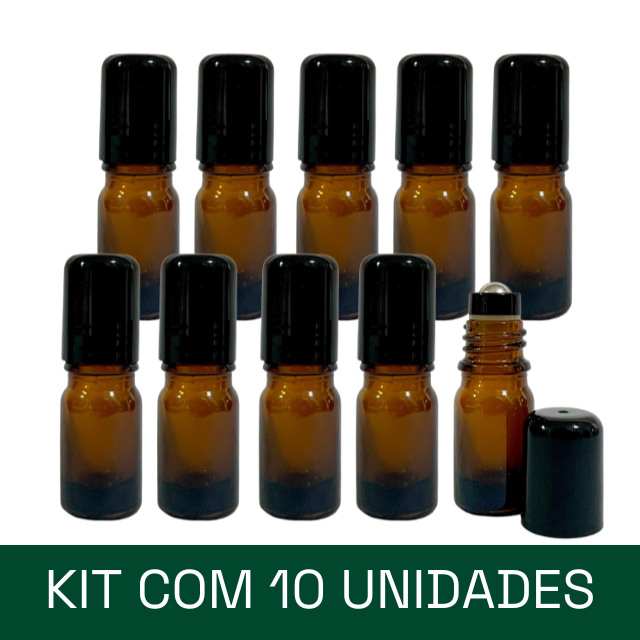 Frasco de vidro âmbar 5 ml - rollon PREMIUM (unidade ou kit)