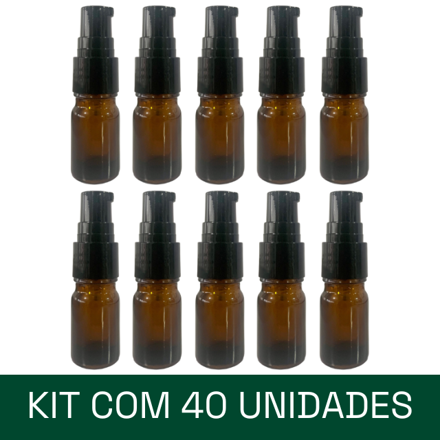 Frasco em vidro âmbar com válvula Pump (dosadora) - 5 ml (unidade ou kit)