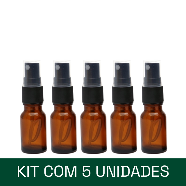 Frasco em vidro âmbar com válvula spray - 10 ml (unidade ou kit)