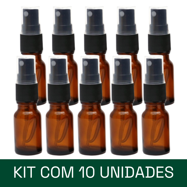 Frasco em vidro âmbar com válvula spray - 10 ml (unidade ou kit)