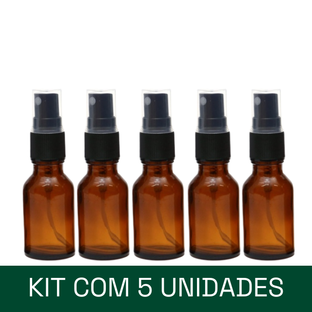 Frasco em vidro âmbar com válvula spray - 15 ml (unidade ou kit)