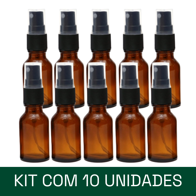 Frasco em vidro âmbar com válvula spray - 15 ml (unidade ou kit)