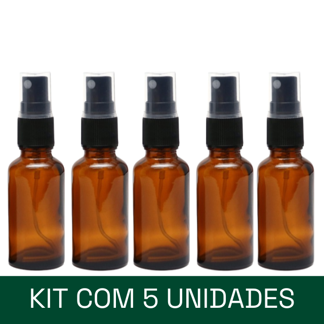 Frasco em vidro âmbar com válvula spray - 30 ml (unidade ou kit)