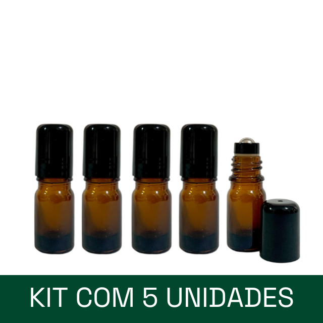 Frasco de vidro âmbar 5 ml - rollon PREMIUM (unidade ou kit)